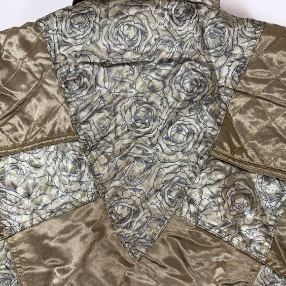 Vintage Edelweiss Skiwear Metallic Gold Paisley Ski Jacket M 80s 90s Retro Puffe - Picture 10 of 15